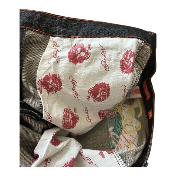 Ed Hardy Dragon Embroidered Jean Shorts 2008 Sz 32 (Actual 33) EUC - Picture 10 of 10